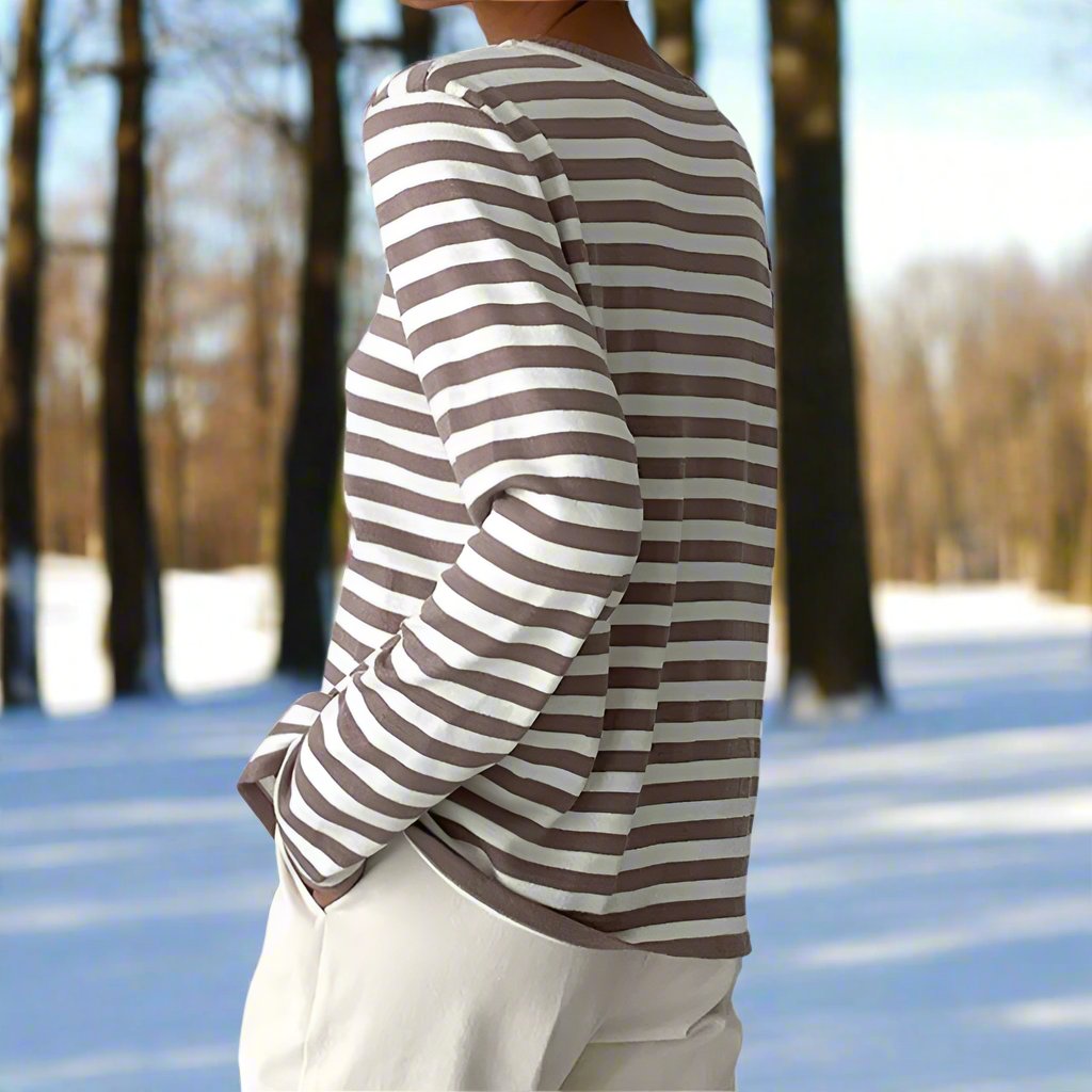 Women's Printed Long Sleeve Top Relaxed Everyday Layer for Cooler Days