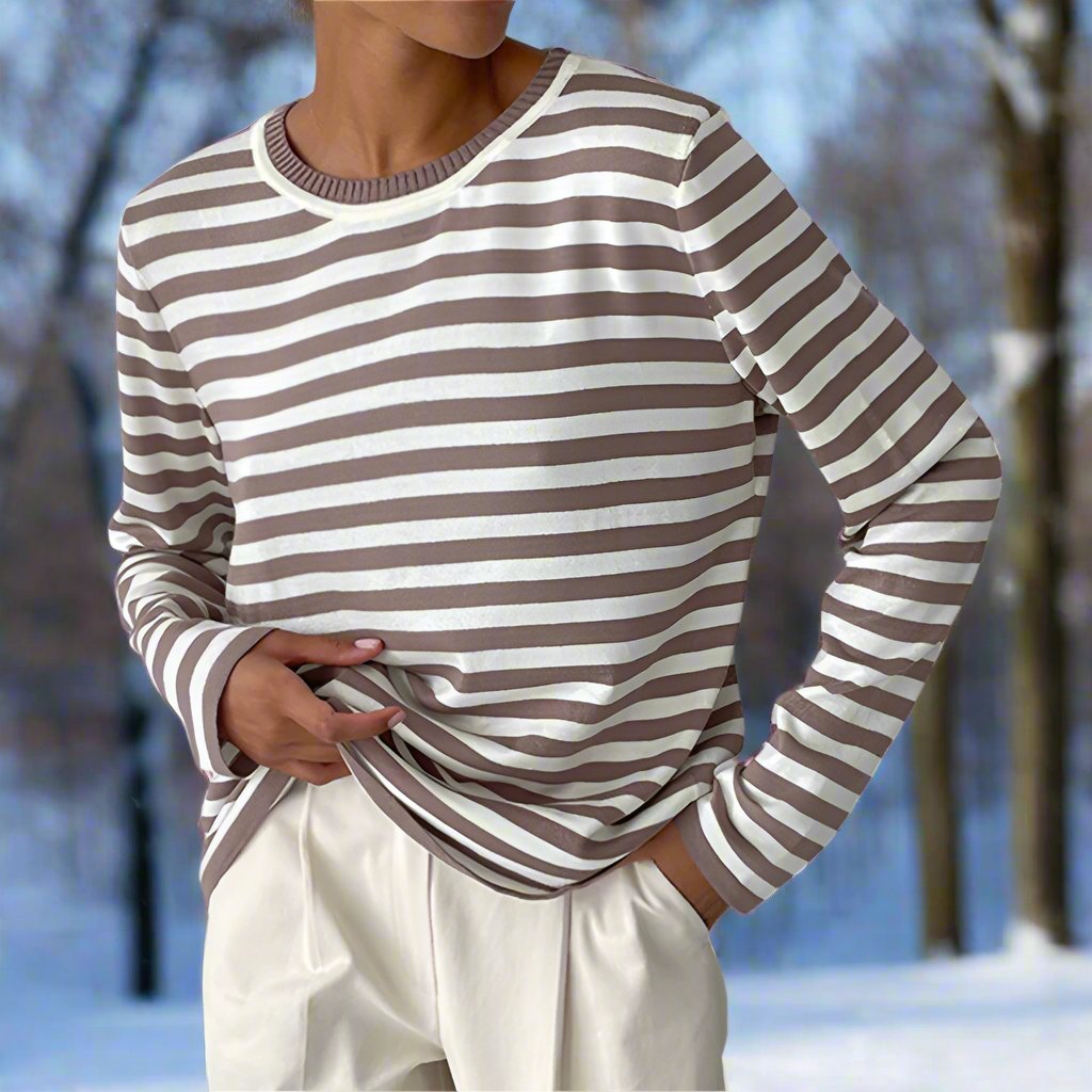 Women's Printed Long Sleeve Top - Brown