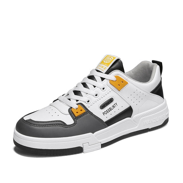 Men's Low-Top Lace-Up Trainers - Gray White