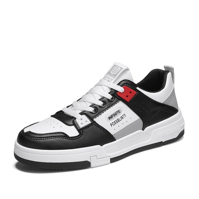 Men's Low-Top Lace-Up Trainers - White Black