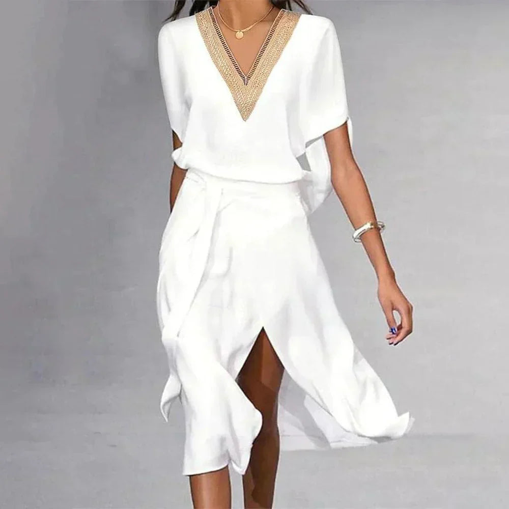 Women's Embellished V-Neck Wrap Midi Dress
