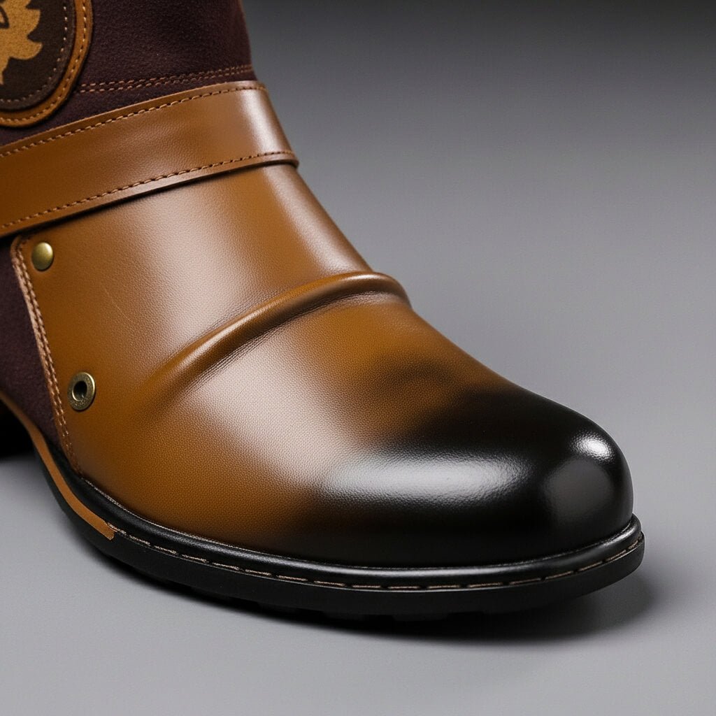 Men's Leather and Suede Buckle Boots