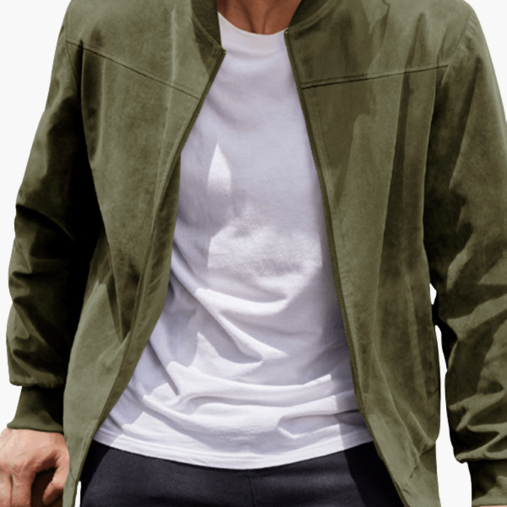 Men's Soft Suede Bomber Jacket