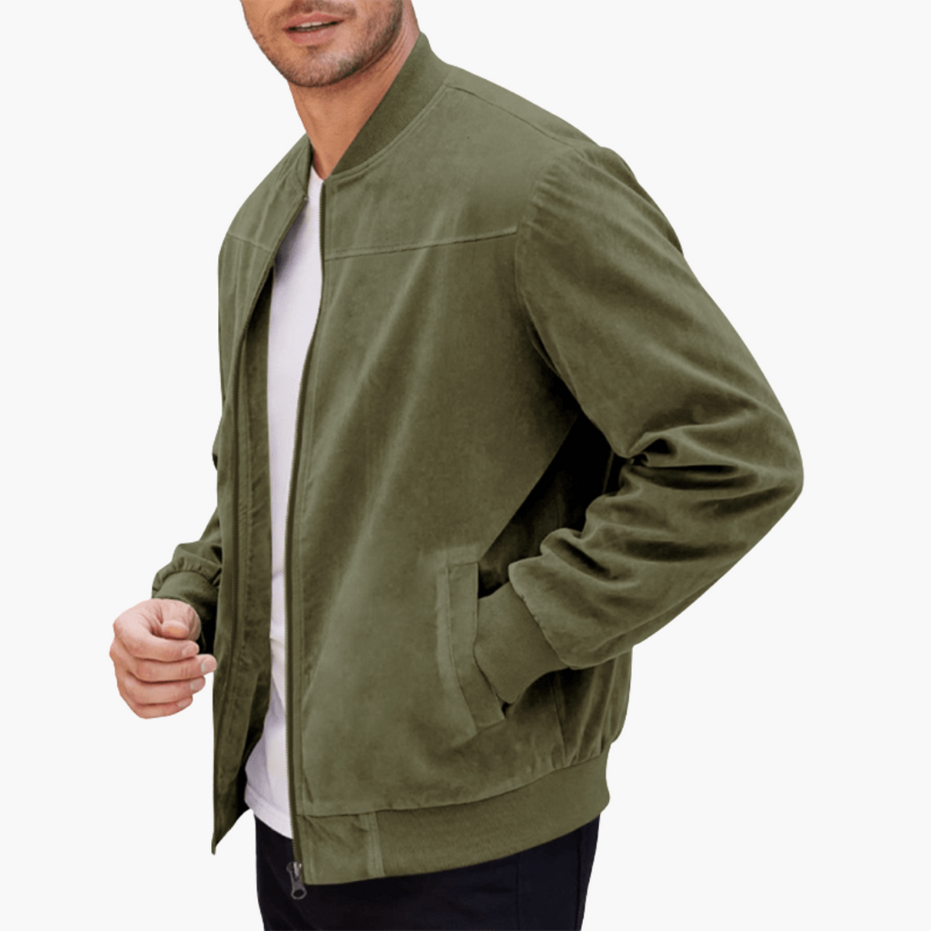 Men's Soft Suede Bomber Jacket