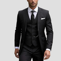 Men’s Slim Fit Three-Piece Formal Suit - Black