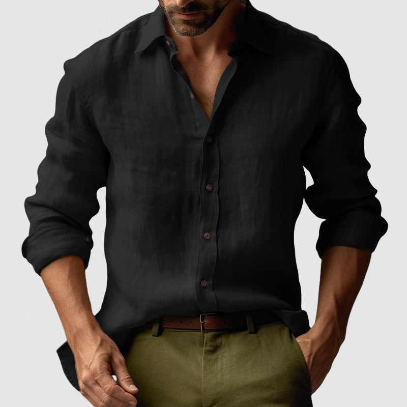 Men's Vintage Long Sleeve Shirt - Black