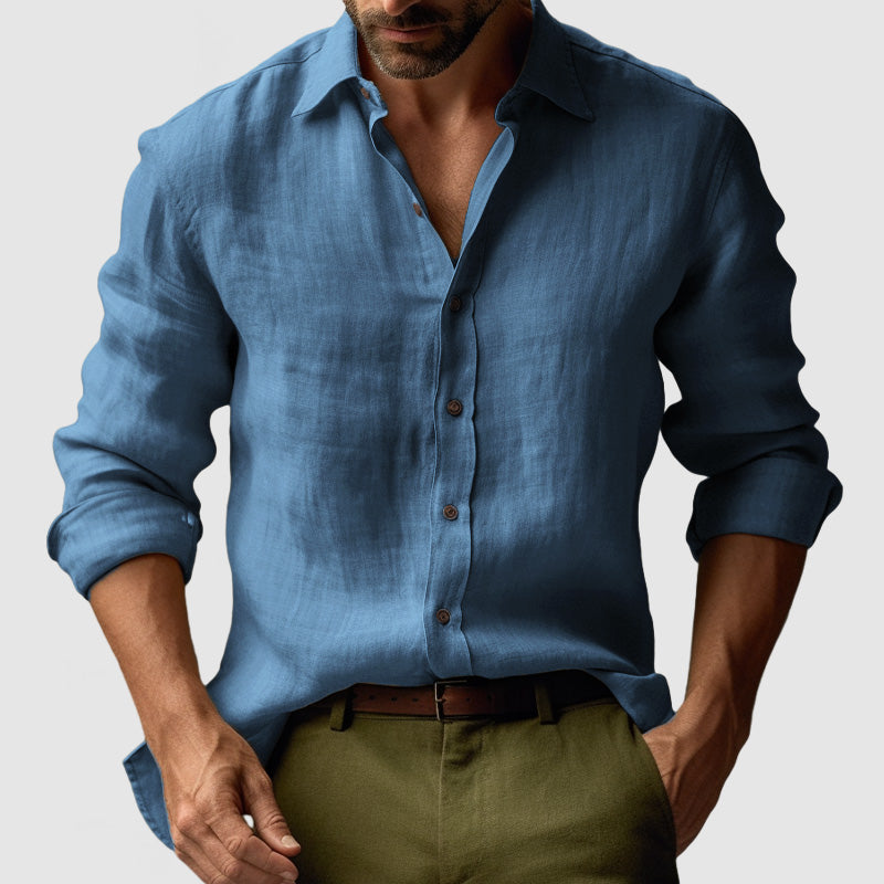 Men's Vintage Long Sleeve Shirt - Blue