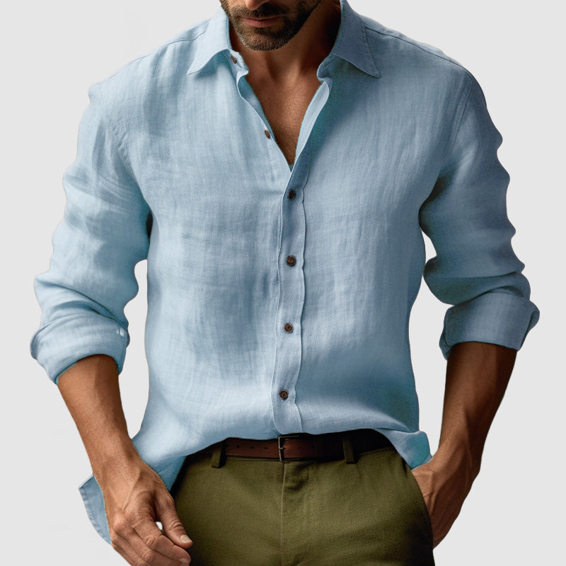 Men's Vintage Long Sleeve Shirt - Light Blue