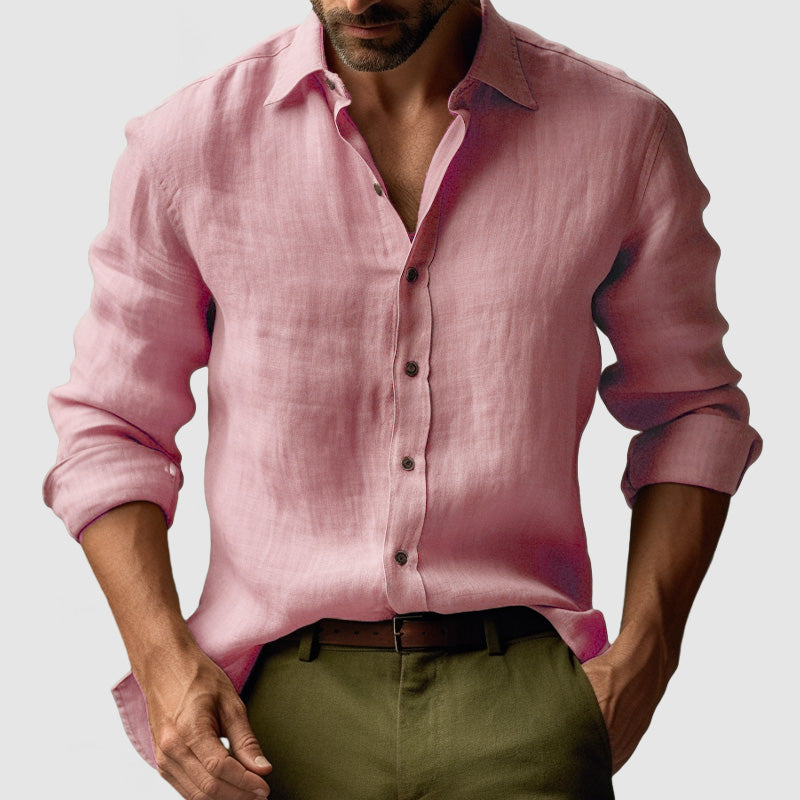 Men's Vintage Long Sleeve Shirt - Pink