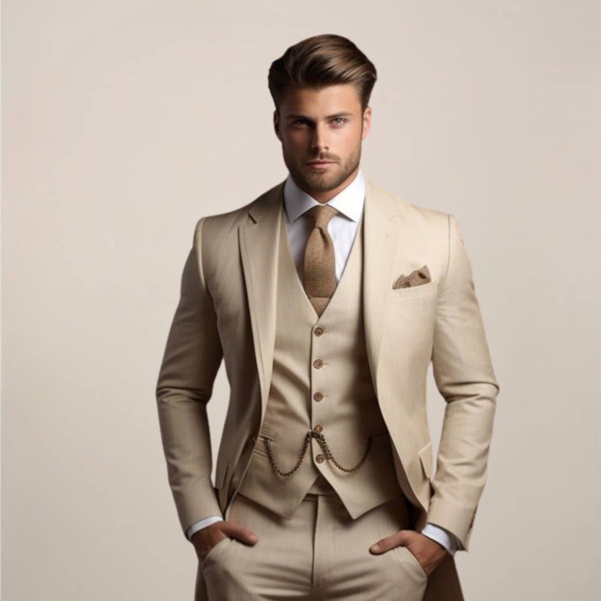 Men’s Breathable Three-Piece Wedding Suit