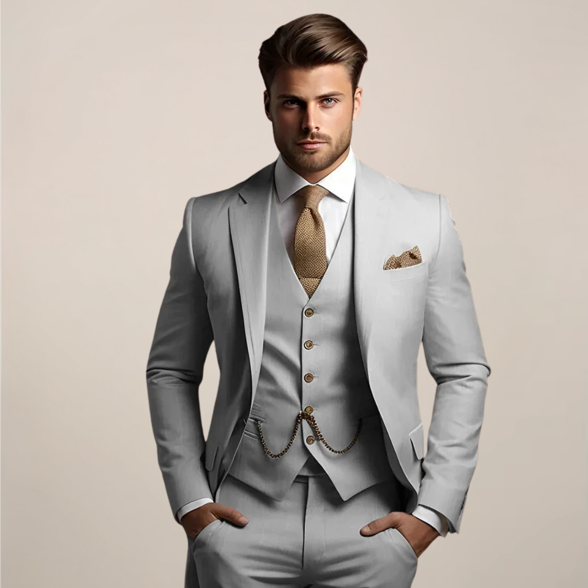 Men’s Breathable Three-Piece Wedding Suit