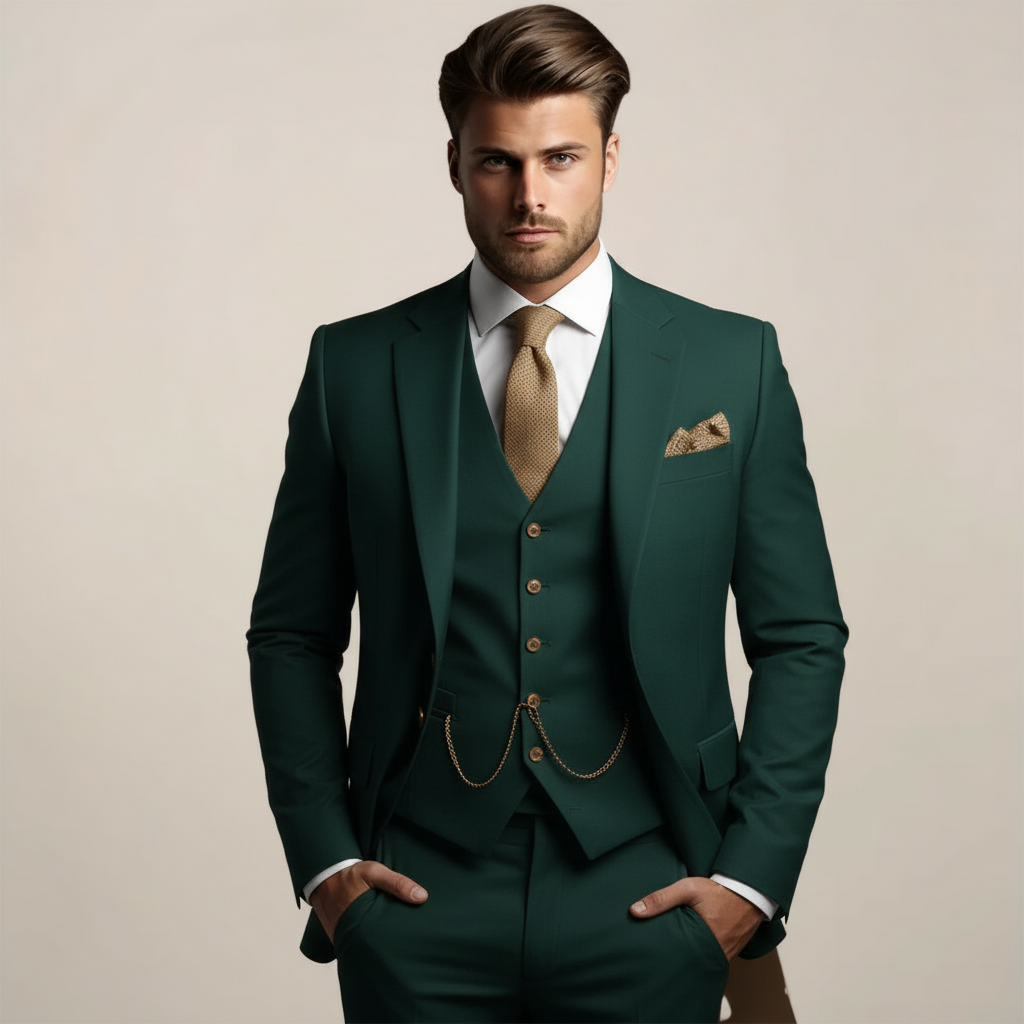 Men’s Breathable Three-Piece Wedding Suit