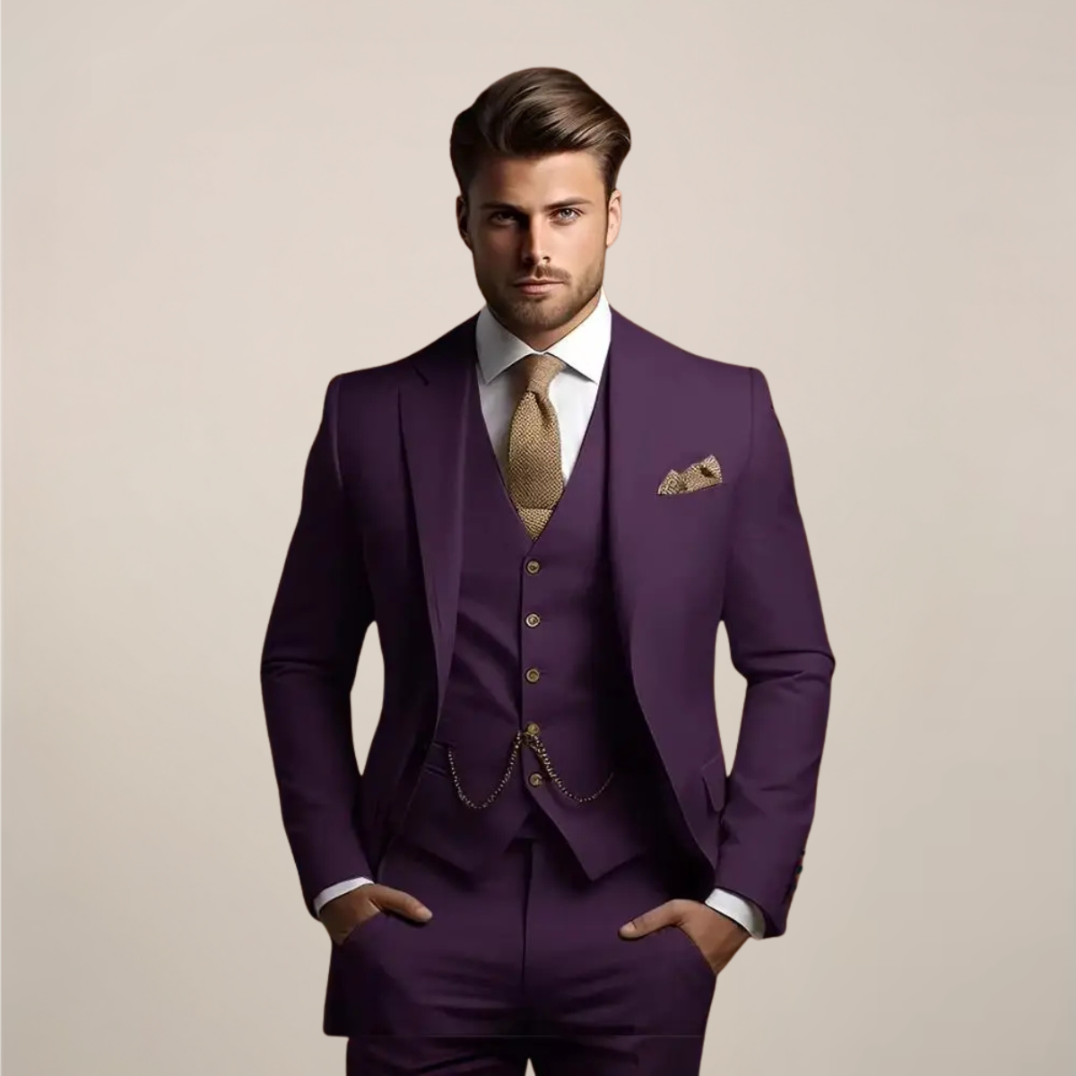 Men’s Breathable Three-Piece Wedding Suit