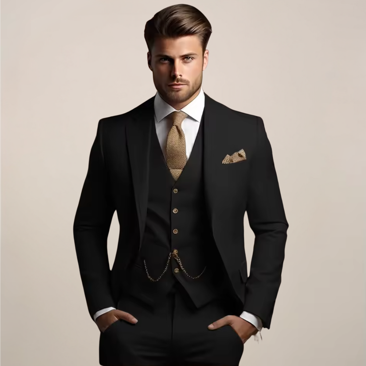 Men’s Breathable Three-Piece Wedding Suit
