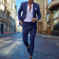 Men's Slim Fit Suit Stylish Comfortable Tailored Formalwear - Navy