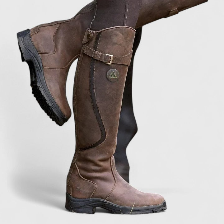 Women's Structured Boots with Buckle Accent