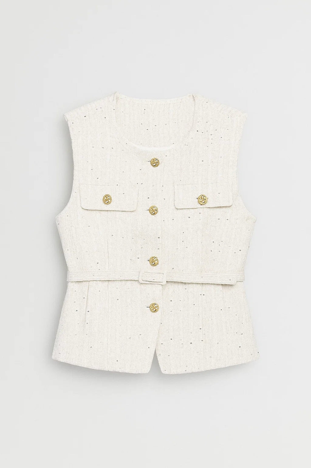Women's Belted Textured Waistcoat