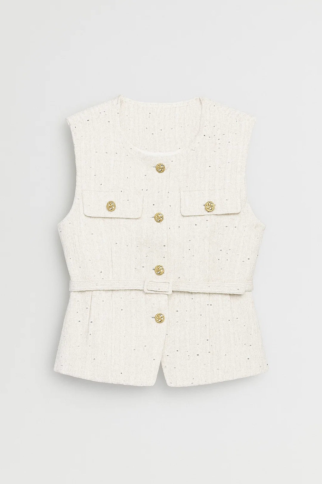 Women's Belted Textured Waistcoat