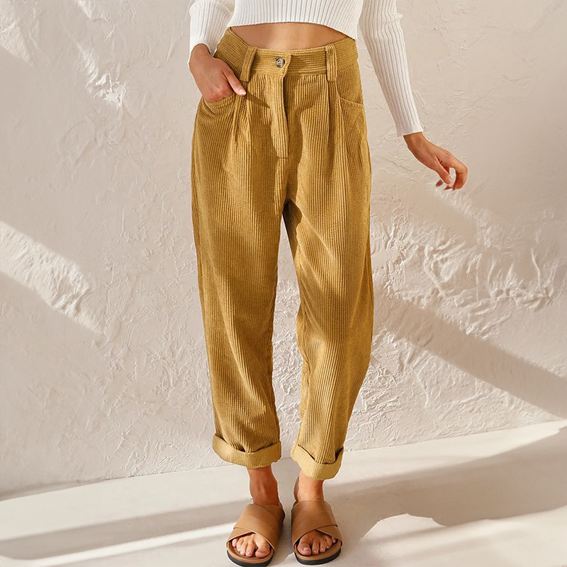 Women's Corduroy Pants with High Waist