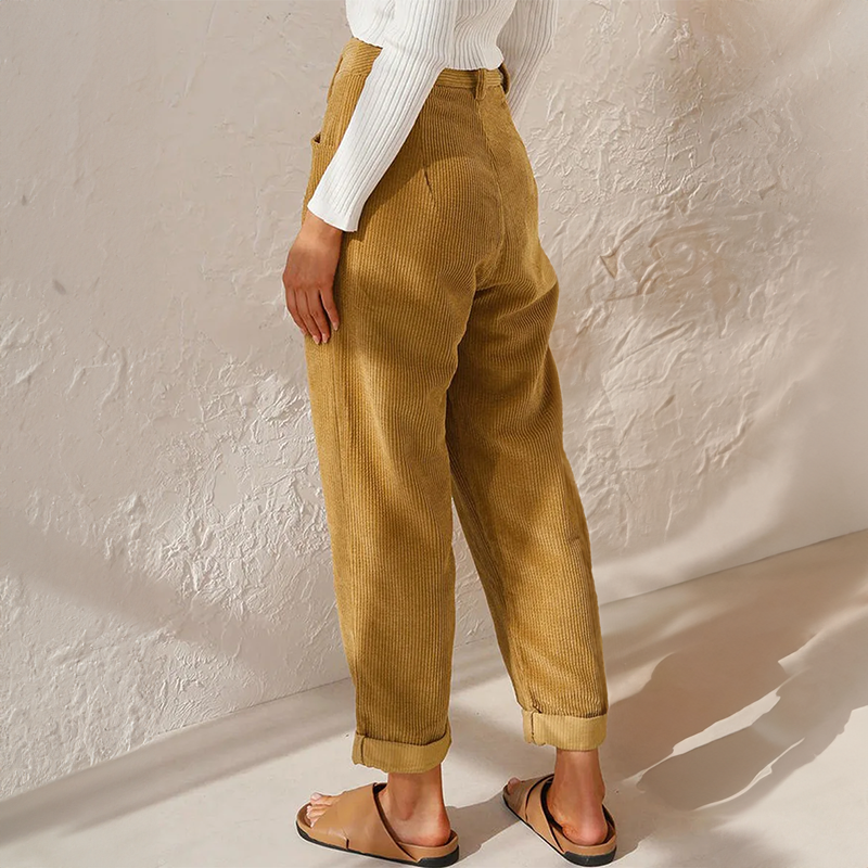 Women's Corduroy Pants with High Waist