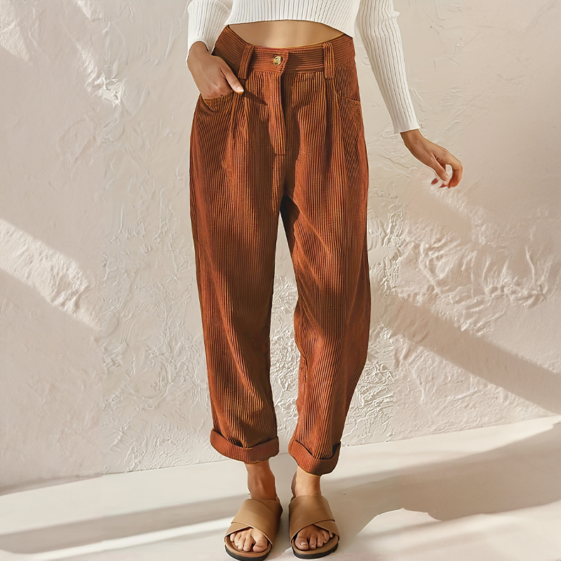 Women's Corduroy Pants with High Waist