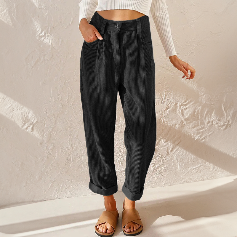 Women's Corduroy Pants with High Waist