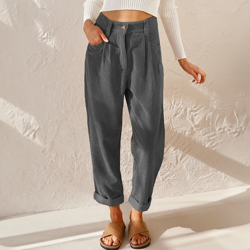 Women's Corduroy Pants with High Waist