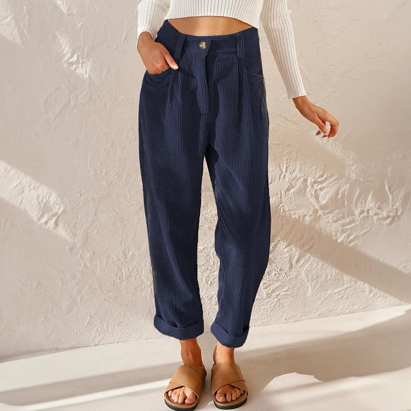 Women's Corduroy Pants with High Waist