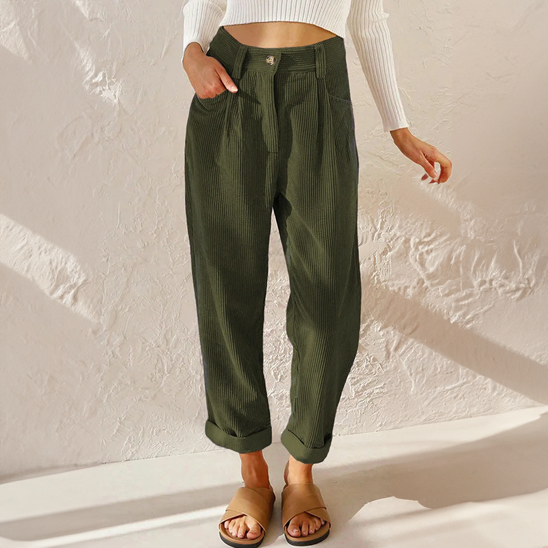 Women's Corduroy Pants with High Waist