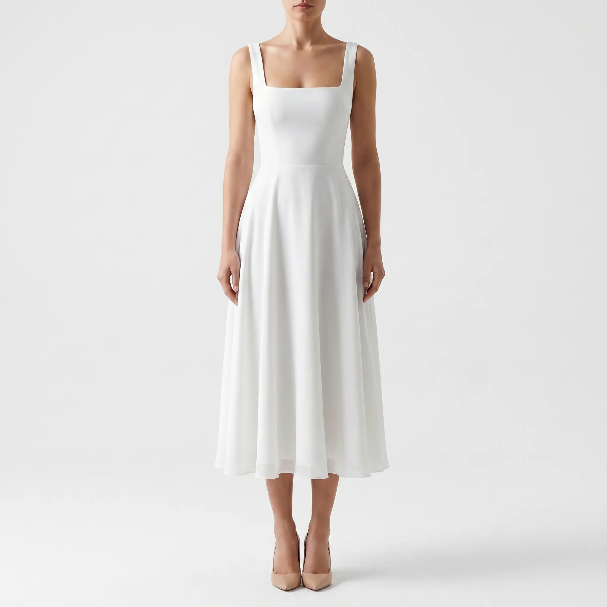 Women’s Square Neck A-Line Midi Dress