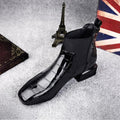 Women's Flexible Rubber-Sole Leather Boots - Black