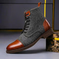 Men's Leather and Wool Winter Boots - Brown