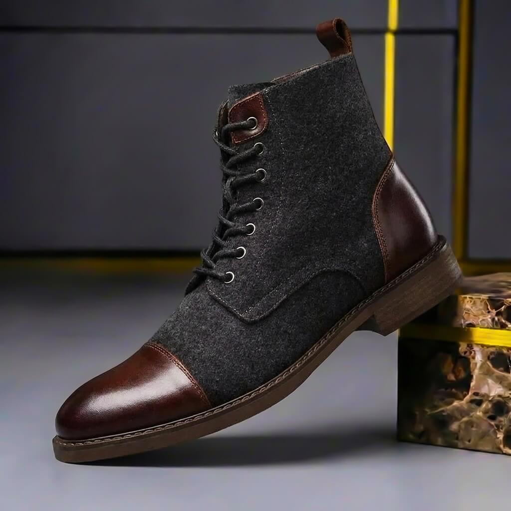Men's Leather and Wool Winter Boots