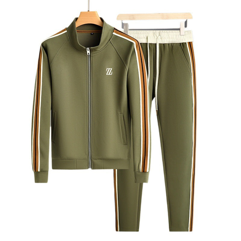 Men's Zip-Front Athletic Tracksuit Set
