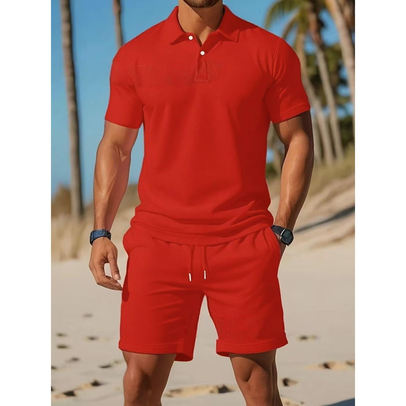 Men’s Polo and Drawstring Shorts Set