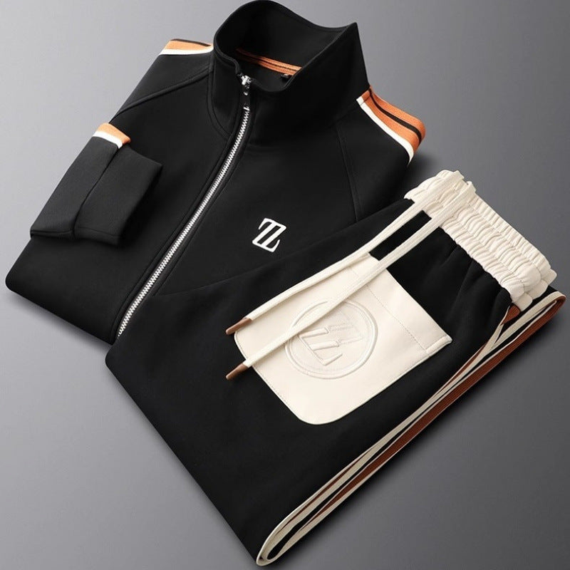 Men's Zip-Front Athletic Tracksuit Set