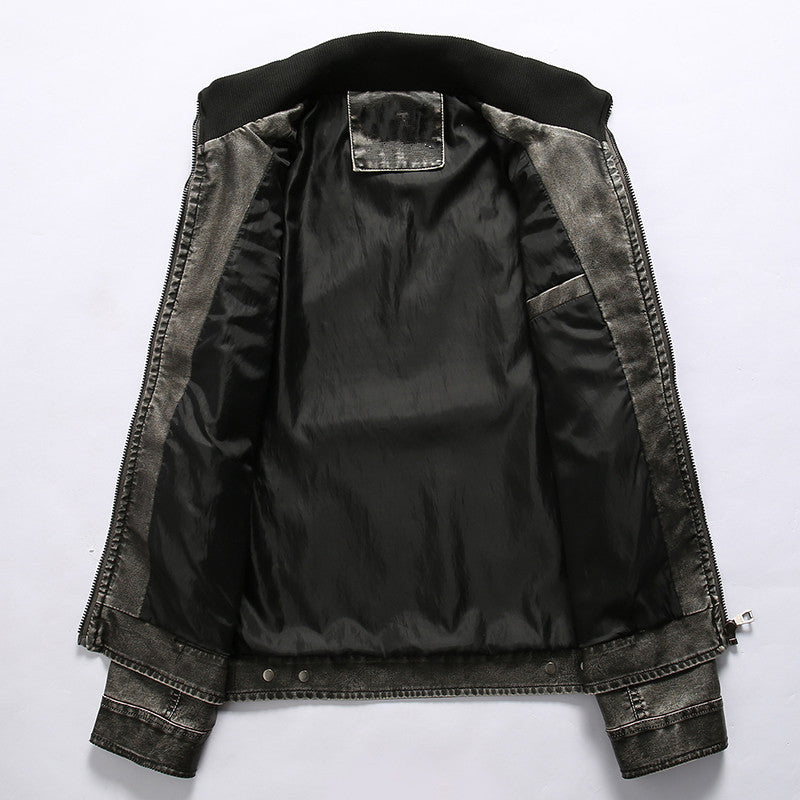 Men's Multi-Pocket Utility Leather Jacket