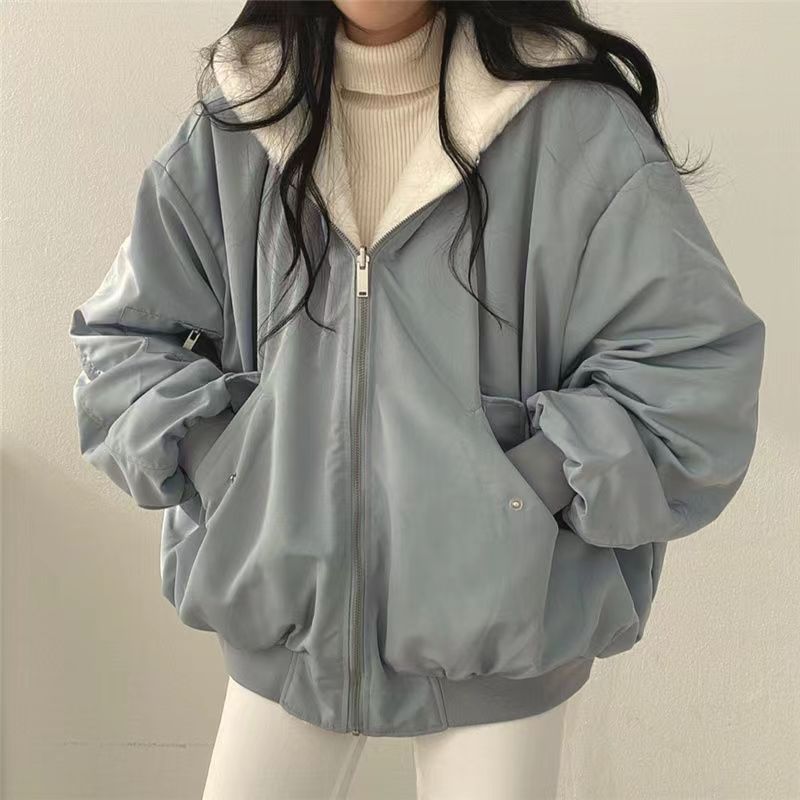 Women's Oversized Bomber Jacket - Gray