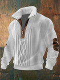 Women's High-Collar Lined Knit Shirt - White