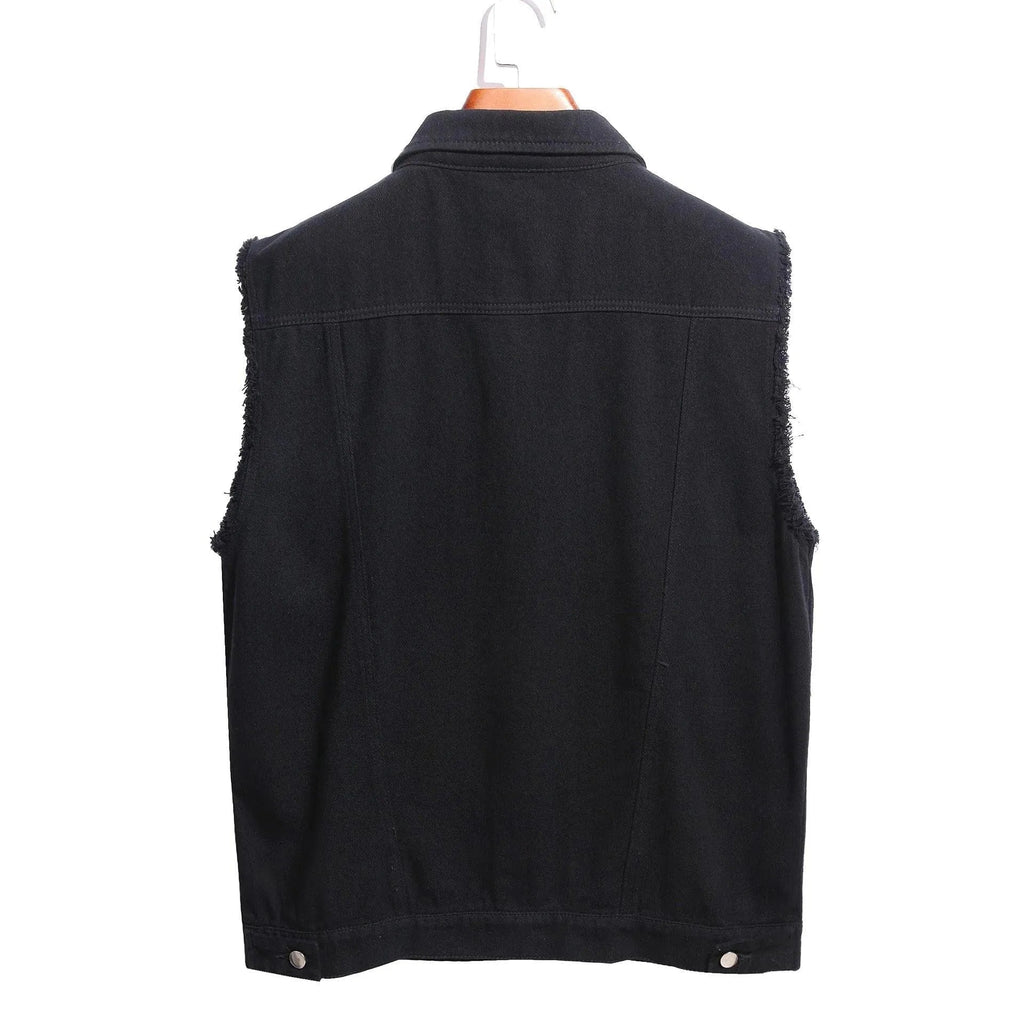 Men's Distressed Denim Sleeveless Vest