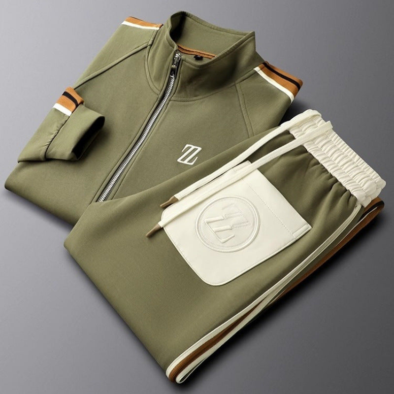 Men's Zip-Front Athletic Tracksuit Set