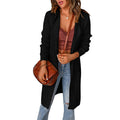 Women's Soft Knit Longline Cardigan with Ribbed Cuffs - Black