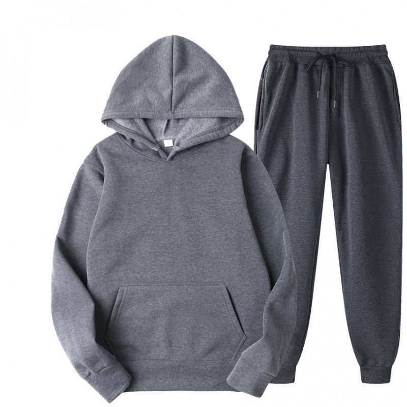 Men's Relaxed Pullover Hoodie and Jogger Set - Dark Gray