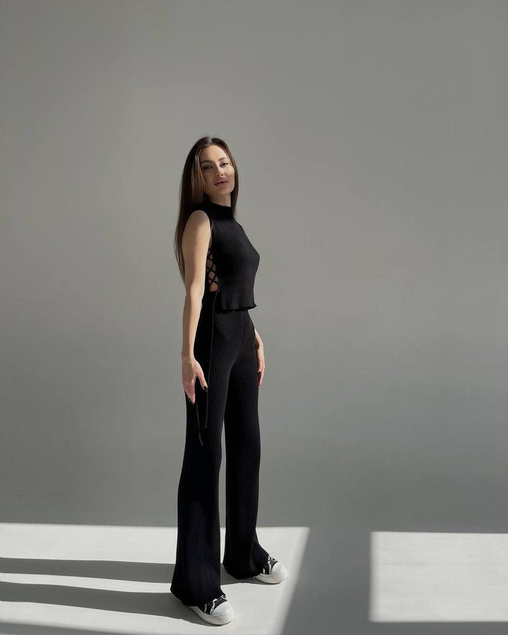 Women's Tailored Waistcoat and Trousers Set - Black