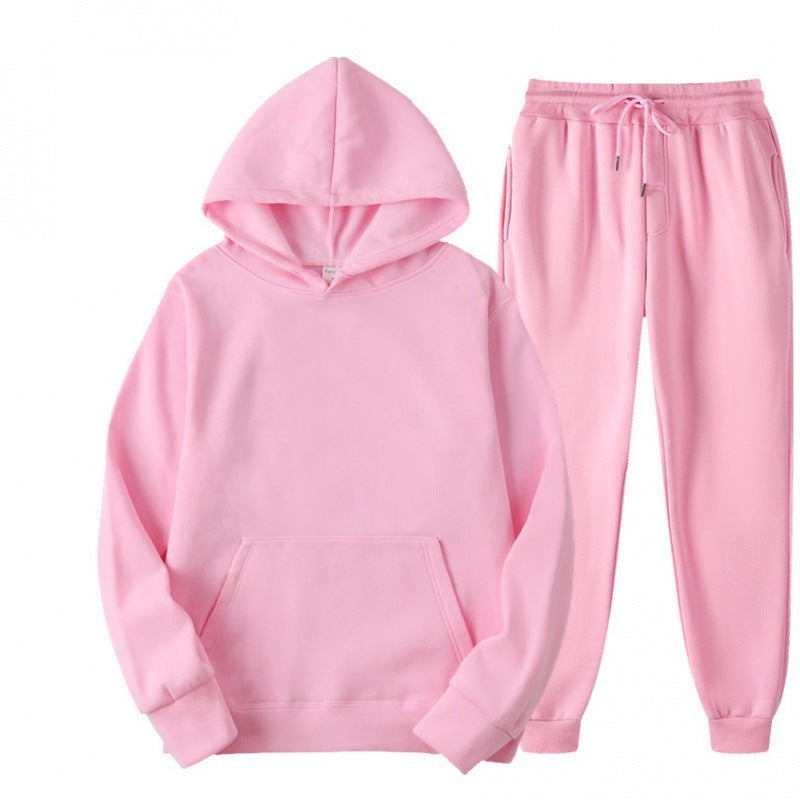 Men's Relaxed Pullover Hoodie and Jogger Set - Pink