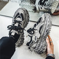 Men's Layered Panel Chunky Sneakers - Black