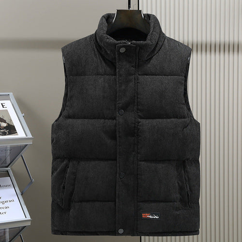 Men's Corduroy Puffer Vest - Black