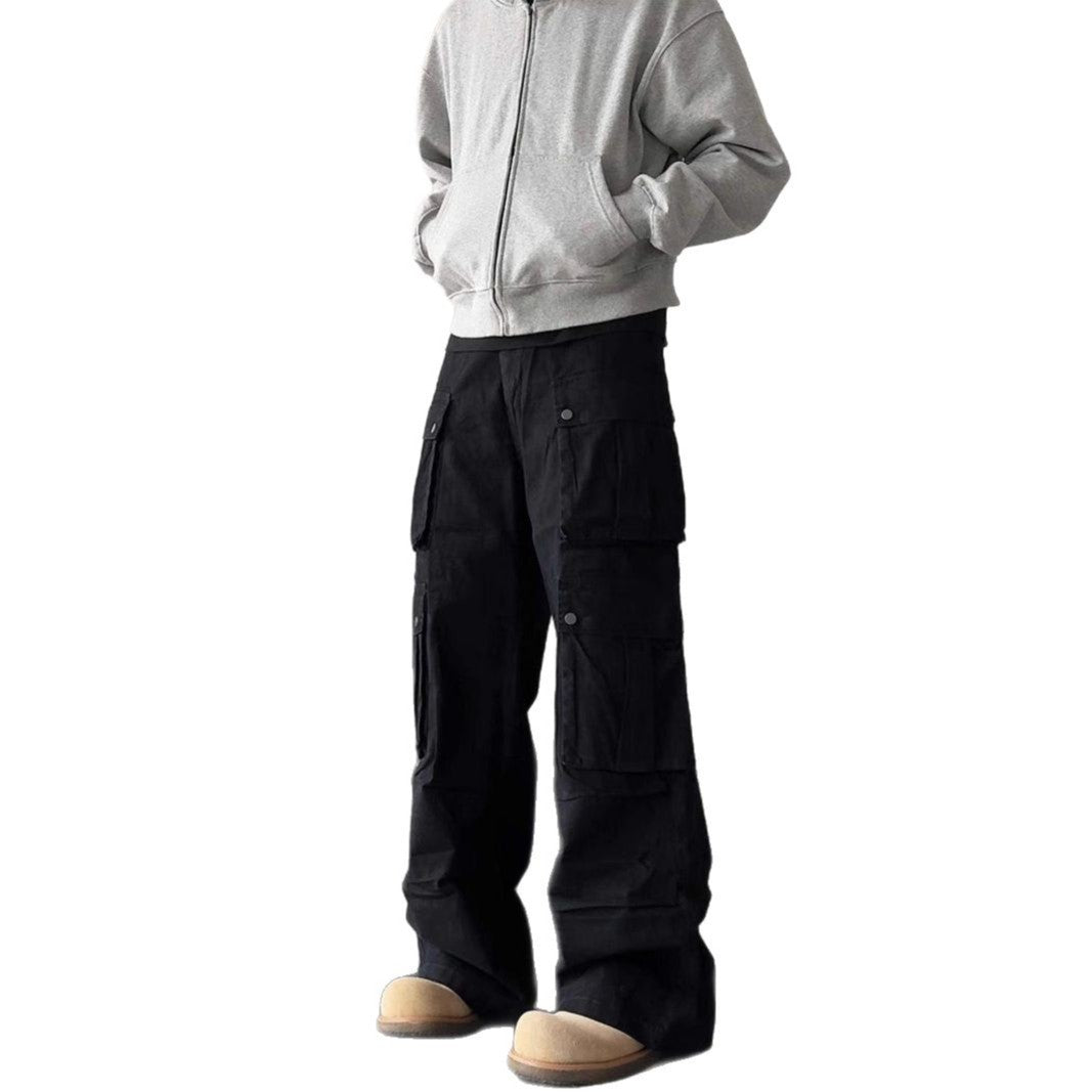 Men's Wide-Leg Multi-Pocket Cargo Trousers
