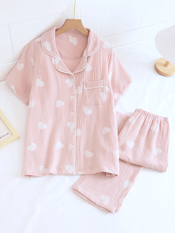 Women's Printed Button-Up Pajama Set