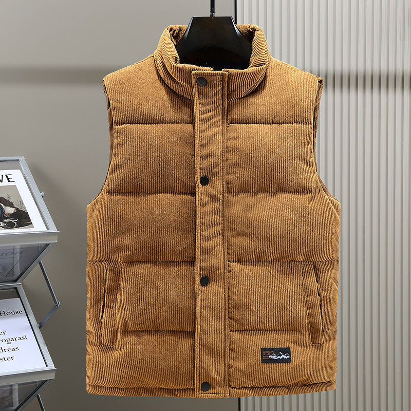 Men's Corduroy Puffer Vest - Brown